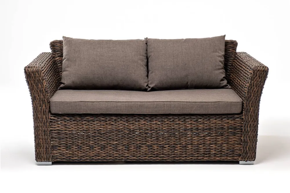 "Капучино" диван из искусственного ротанга (гиацинт) двухместный, цвет коричневый