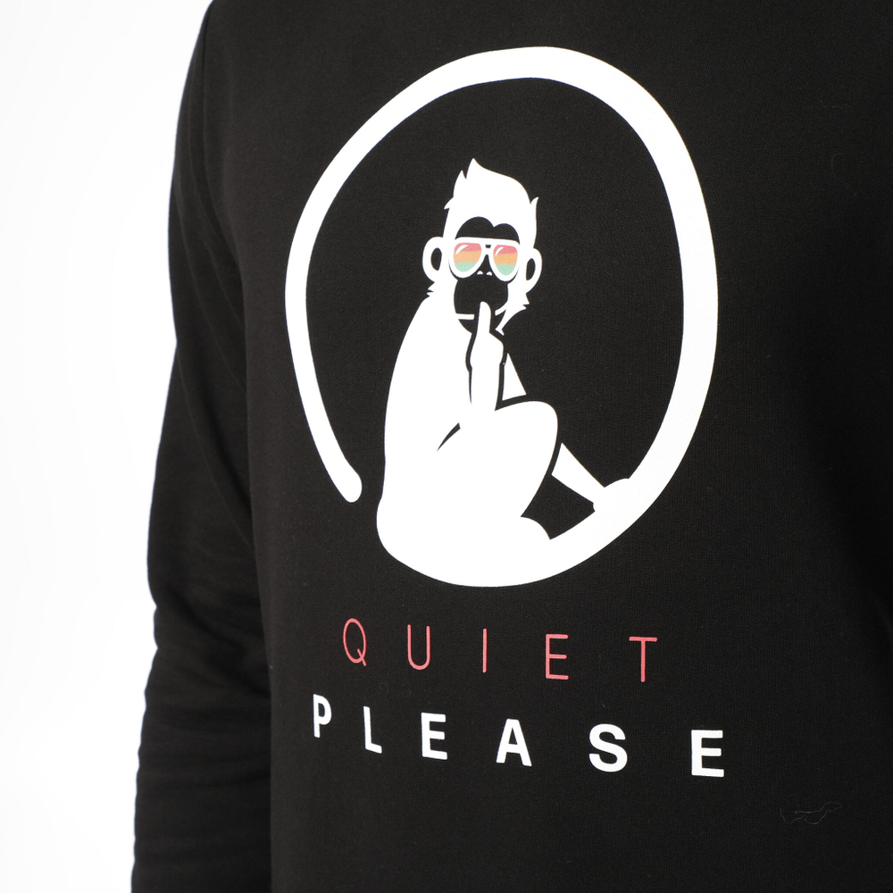 Мужская кофта теннисная Quiet Please Advantage Logo Sweatshirt Men - Black, White