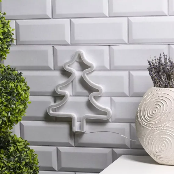 Неоновая вывеска Ёлка 20×25 см., батарейки ААх3, USB, зелёный, Luazon Lighting (7989798)
