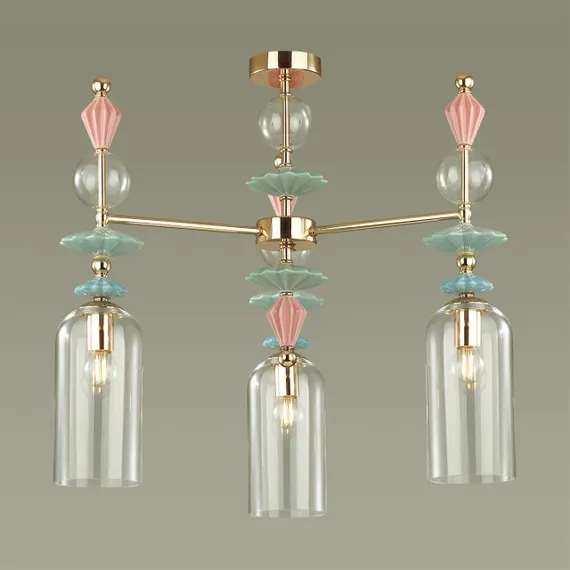 4855/3C CLASSIC ODL_EX21 193 золото/разноцветн./керамика/стекло Люстра потолочная E14 3*40W BIZET