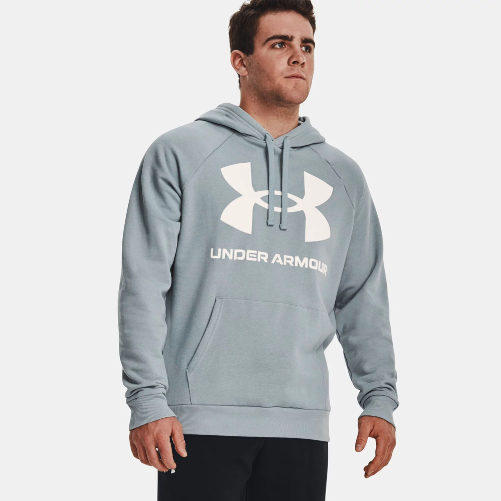 Мужская кофта теннисная Under Armour Rival Big Logo Hoody Men - Blue Grey