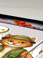 Наклейка - На рыбалку - кот рыбак