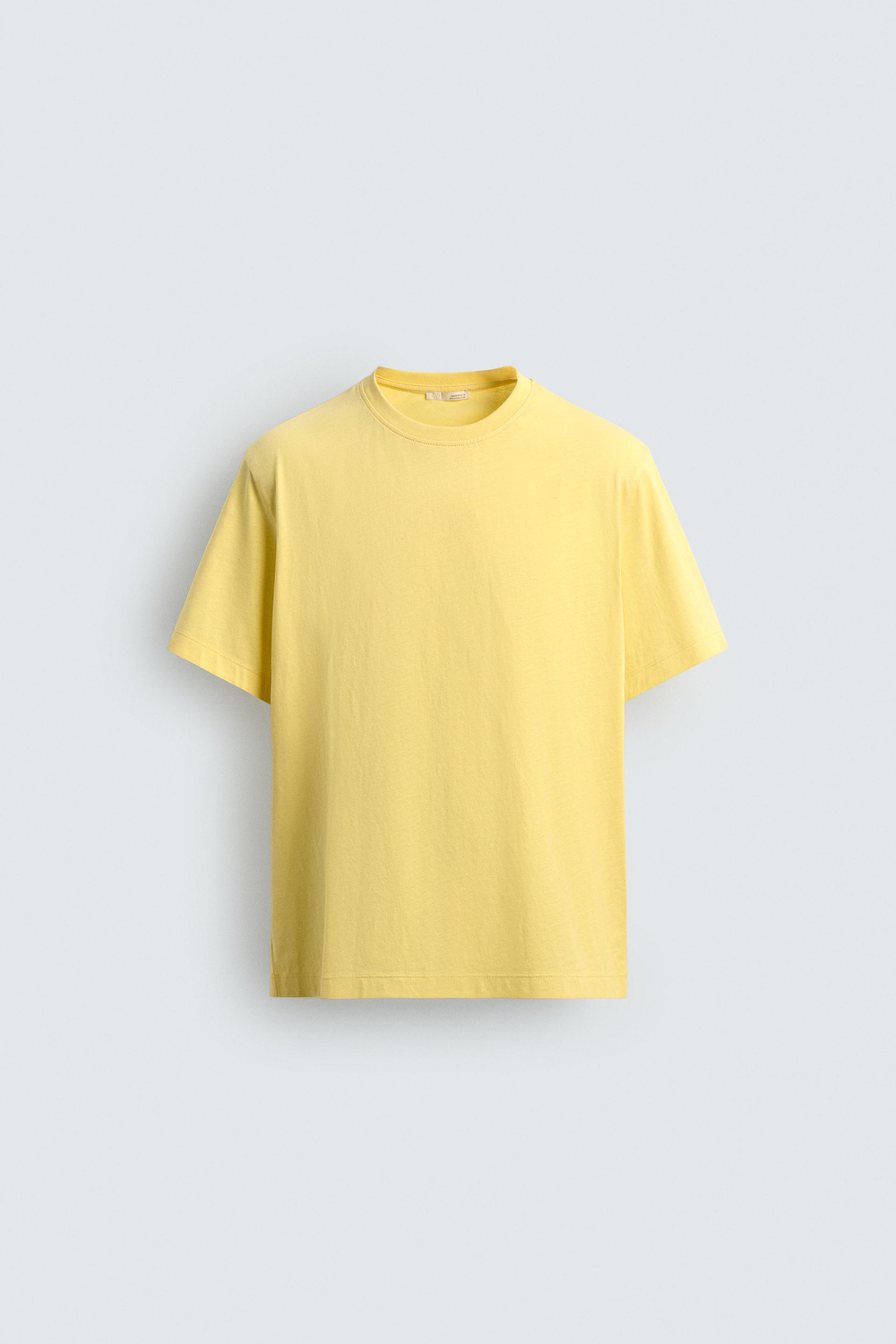 ZARA ФУТБОЛКА REGULAR FIT ЖАККАРД В ПОЛОСКУ, ЖЕЛТЫЙ