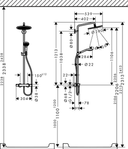 Croma Select S 280 Air 1jet Showerpipe с термостатом 26790000