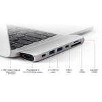 USB-Хаб Satechi Pro (USB-C) (ST-CMBP) Подключение: два коннектора USB-C. Порты: Thunderbolt 3, USB-C, 2 USB-A 3.2 Gen 1, microSD, SD, HDMI (до 4K 60 Гц)
