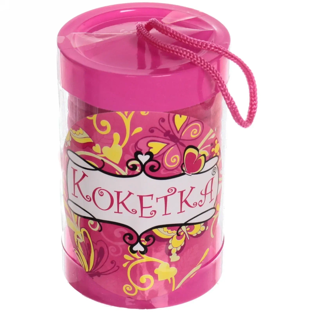 Резинки для волос детские в тубе 9шт «ЗАБАВА», цвет розовый, d-4см (наклейка Кокетка)