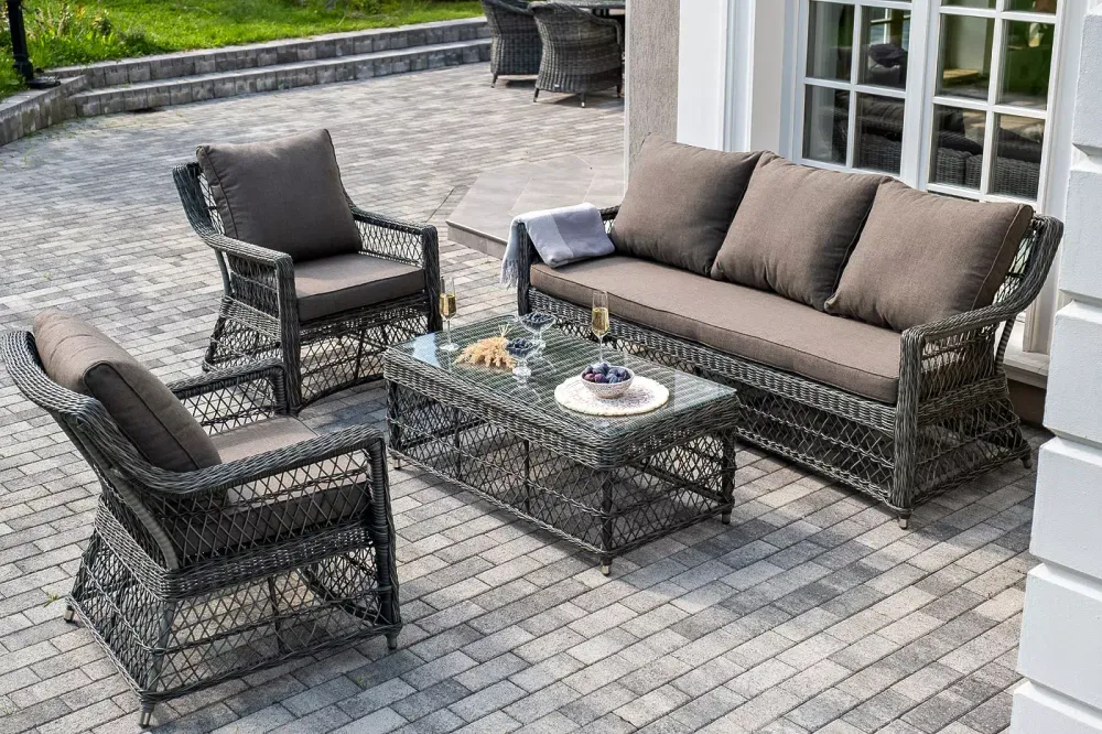 "Гранд Латте" лаунж-зона из искусственного ротанга, цвет графит