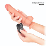 Телесный вибратор Erowoman с возвратно-поступательными движениями и пультом ДУ - 21 см. (Цвет: телесный)