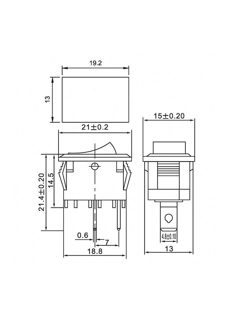 Выключатель клавишный 250В 6А (2с) ON-OFF черн. Mini (RWB-201; SC-768) Rexant 36-2110