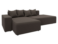 Диван угловой Лига-079 угол левый РОГОЖКА Амур 05 коричневый