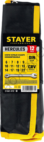 STAYER HERCULES, 12 шт, 6 - 22 мм, набор комбинированных гаечных ключей, Professional (27081-H12)