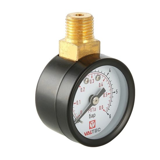Манометр радиальный Valtec VT.TM40.VC.02 с верхним подключением (1/4", 40 мм, 0-6 бар)