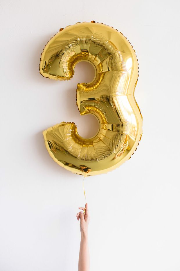 FM Шар 40" / 102 см "Цифра 3" Золото (БГ-60)