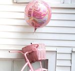 Шар 3D сфера, фольга, 15"/38 см, мрамор розовый (AN) (БГ-19)