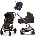 Коляска Cybex Balios S Lux TPE complete Aton B2 Bay Blue Base One 4 в 1 Chocolate Brown с дождевиками