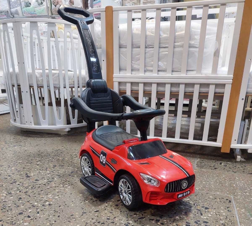 Машинка для катания c родительской ручкой (машина каталка, толокар, красная)