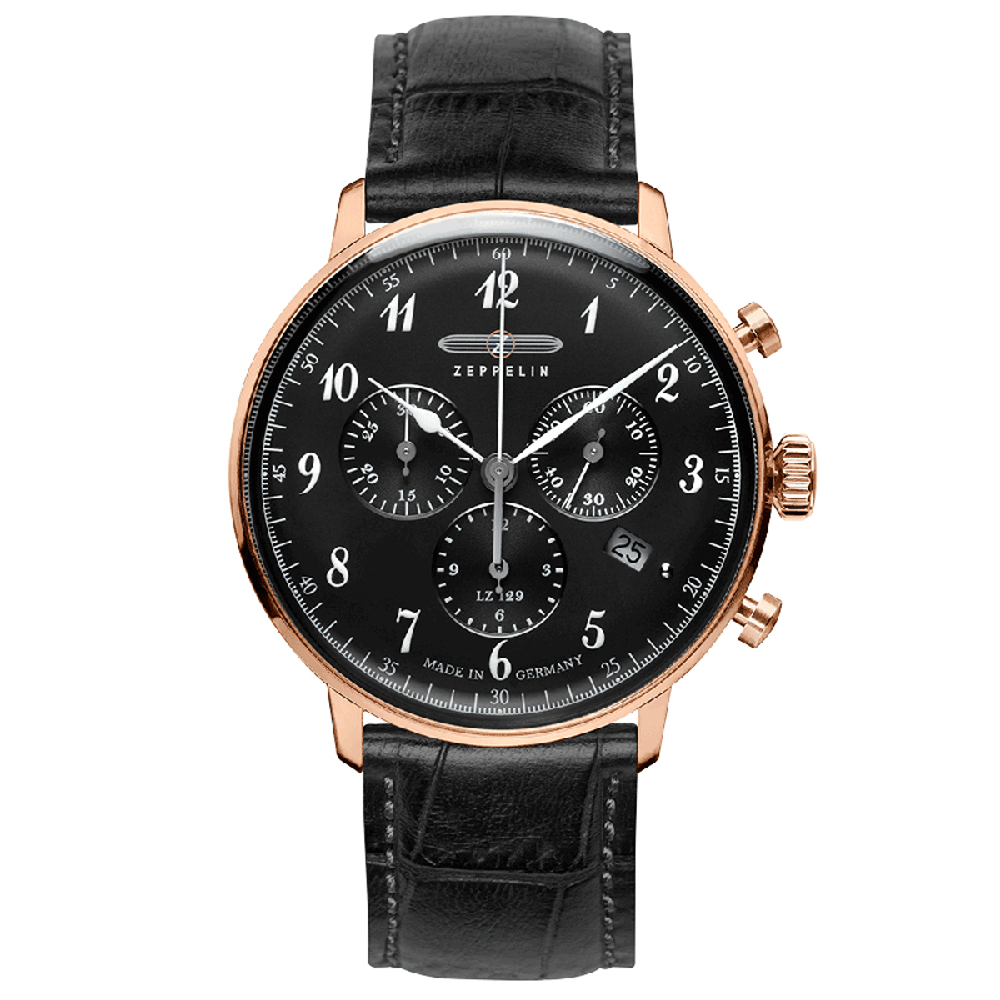 ZEPPELIN Hindenburg Collection Quartz Movement Men"s Watches Watch 40mm Black Dial Stainless Steel Case