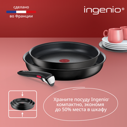 Набор посуды со съемной ручкой Tefal Ingenio Unlimited 3 предмета 24/28 см L7638942