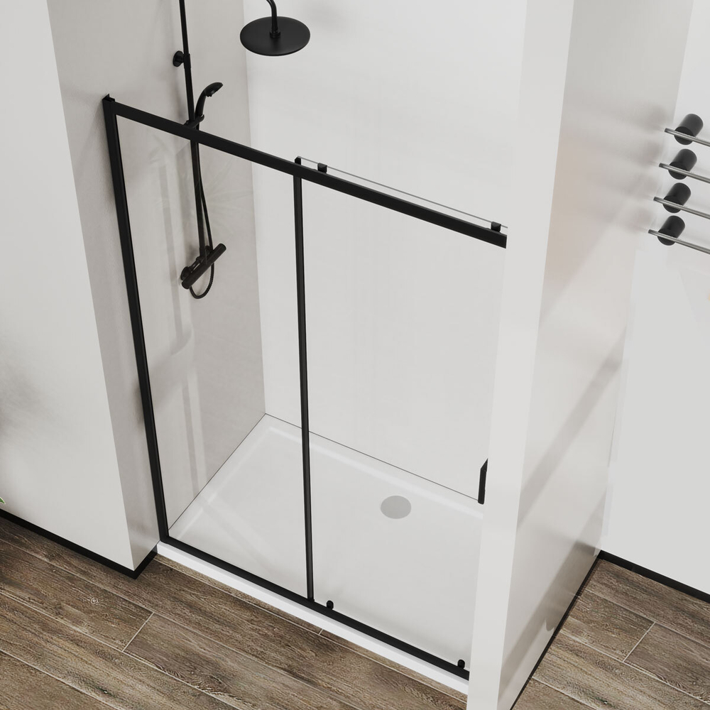 Душевая дверь City VDS-5CT150CLB, 1500, черный, стекло прозрачное