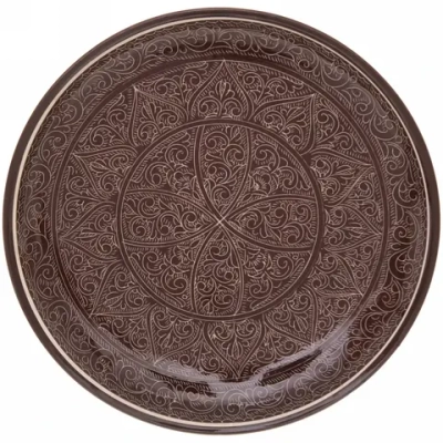 Ляган плоский 32см коричневый Риштанская Керамика