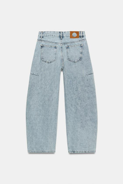 ZARA ДЖИНСЫ ZW COLLECTION ANKLE BALLOON СО СРЕДНЕЙ ПОСАДКОЙ, ГОЛУБОЙ