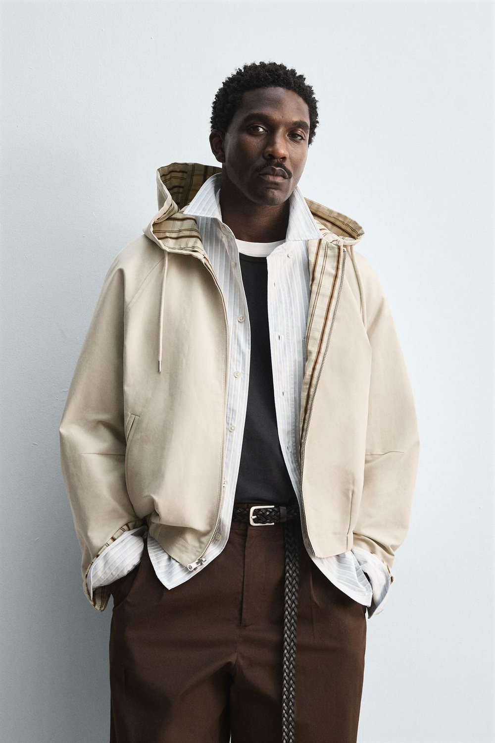 ZARA ДВУСТОРОННЯЯ КУРТКА В КЛЕТКУ, ЦВЕТ ЛЬДА