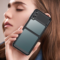 Двухкомпонентный чехол с черными рамками для Samsung Galaxy Z Flip 4, мягкий отклик кнопок