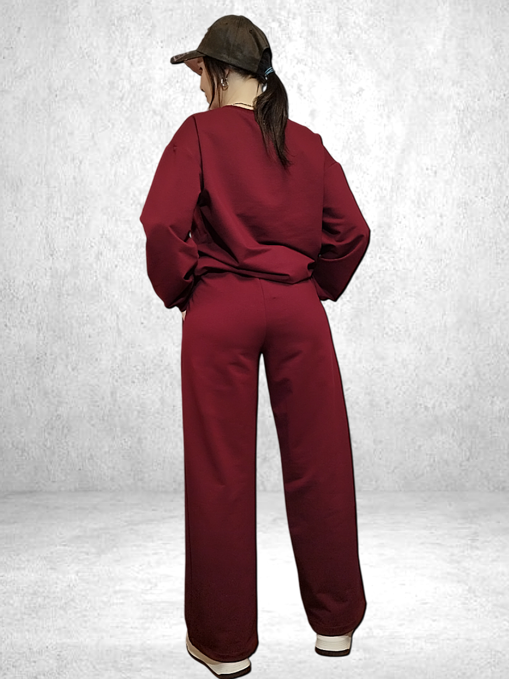 24324 Свитшот женский 2-х нитка на кашкорсе бордовый (54)