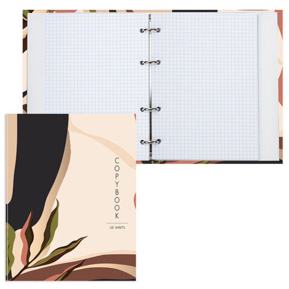 Тетрадь на кольцах А5 175х215 мм, 120 л., твердый картон, клетка, BRAUBERG, "Vision", 404075