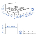 Каркас кровати с 2 ящиками - IKEA MALM/МАЛЬМ ИКЕА, 176x200 см, синий