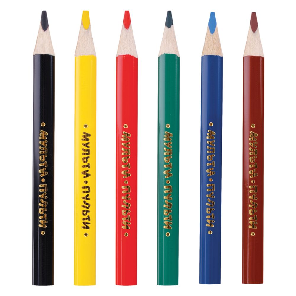 Карандаши цветные Мульти-Пульти "Приключения Енота", 06цв., короткие, заточен., картон, европодвес