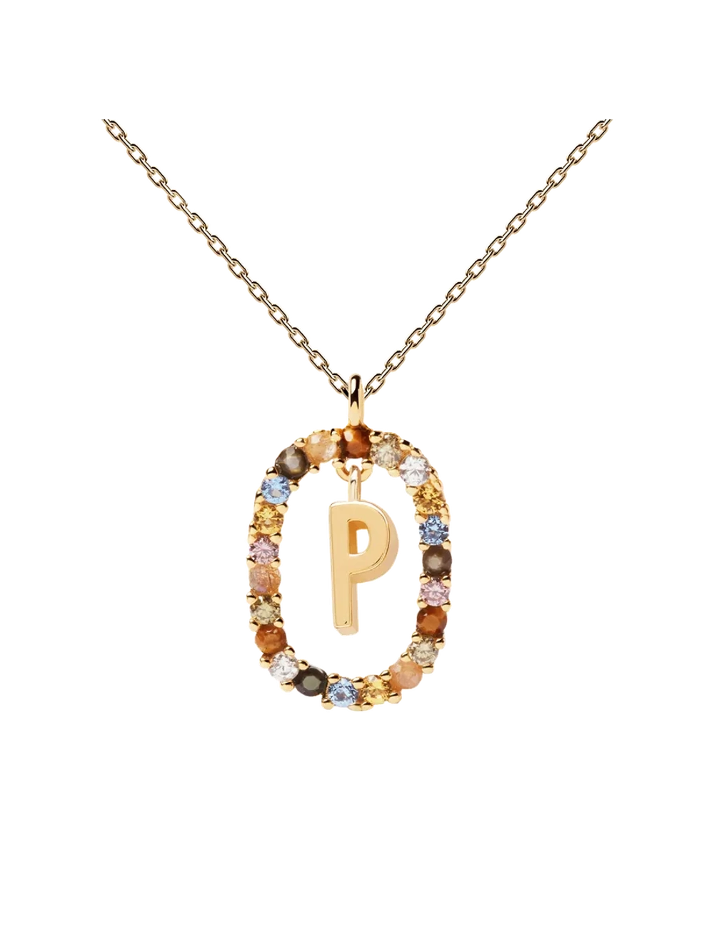 Колье Буква P серебро 925 пробы покрытое золотом