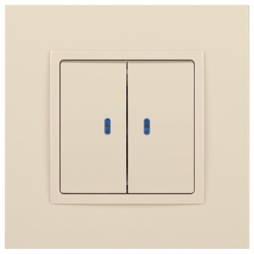 14-1105-02 ЭРА Выключатель двойной с подсветкой, 10АХ-250В, IP20, Эра Elegance, сл.кость