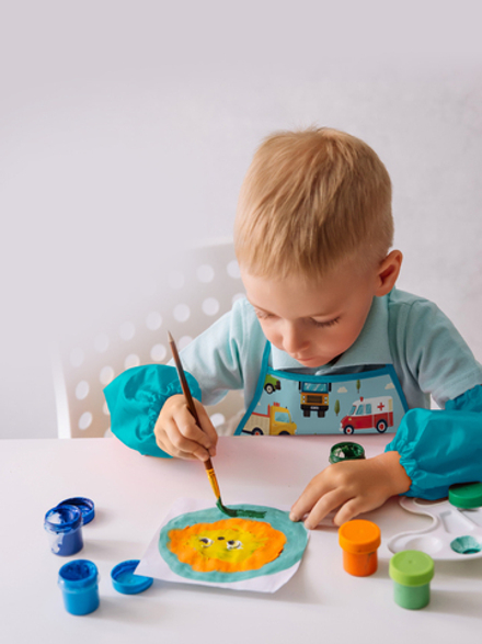 Фартук завязки 49х39 Машинки принт (голубой)