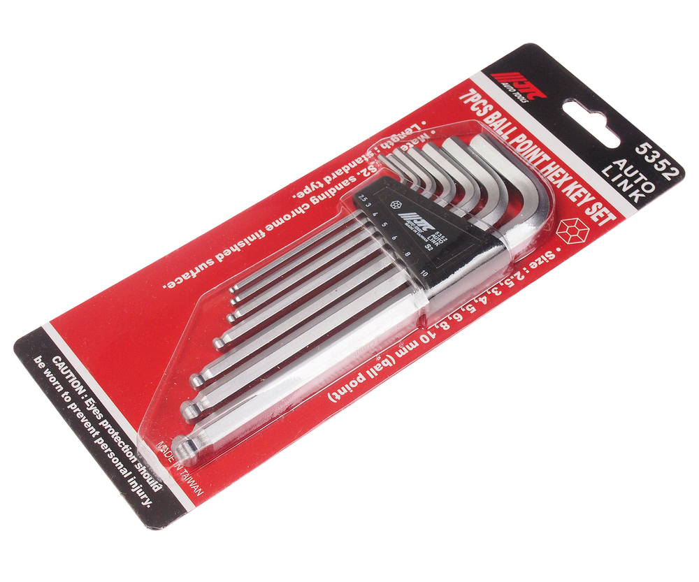 Набор ключей шестигранных 2.5-10мм Г-образных с шаром 7 предметов JTC