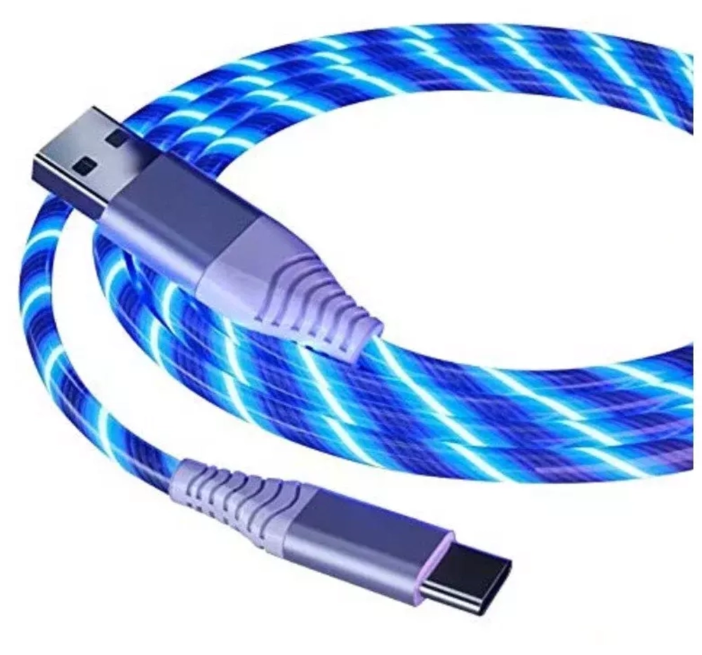 Кабель USB/type-c светящийся Full Power blue