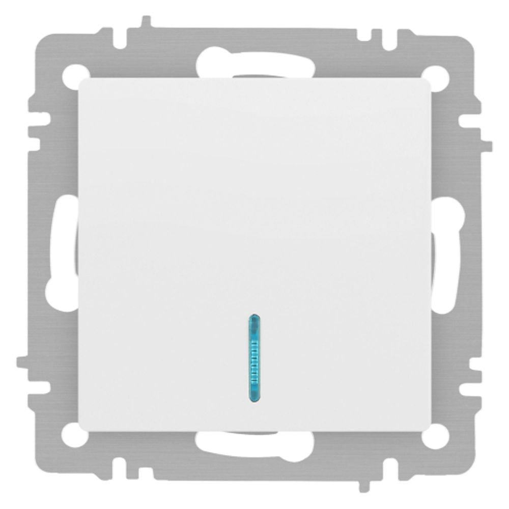 Выключатель Intro Accent 6-102-01М с подсветкой, 10А-250В, IP20, СУ, AL/CU, белый матовый | Intro