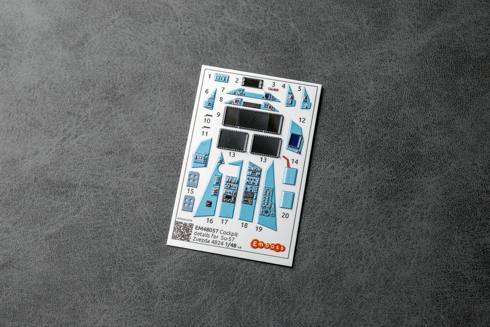 Su-57 Cockpit details for Zvezda 4824 1/48 (3D decal)