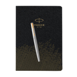 Подарочный набор: Ручка перьевая Parker Jotter Stainless Steel GT, Mblue и Ежедневник  недатированный, чёрный