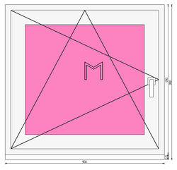 Пластиковое окно 850 х 900 ТермА Эко с поворотно - откидной створкой