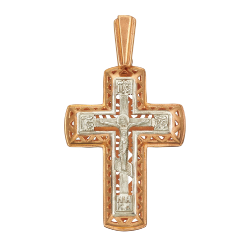 Крест из серебра/Позолота,Родий/С подвижным ухом