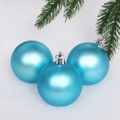 Новогодние шары 6 см (набор 3 шт) «Матовый», голубой