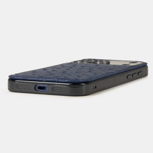 Чехол-накладка для iPhone 17 Pro - кожа страуса, синий