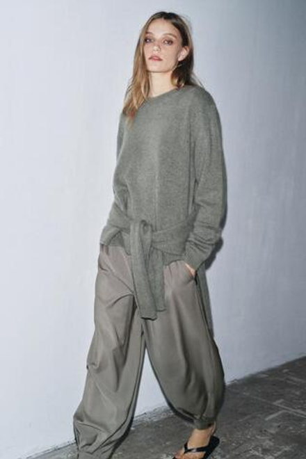 ZARA ШИРОКИЕ БРЮКИ ИЗ ШЕРСТИ — ZW COLLECTION LIMITED EDITION. СЕРЫЙ