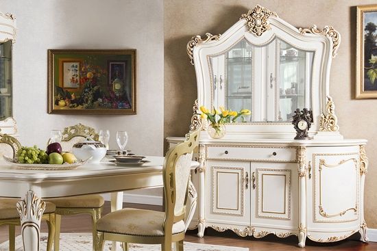 Комод  ДЖОКОНДА с зеркалом крем глянец