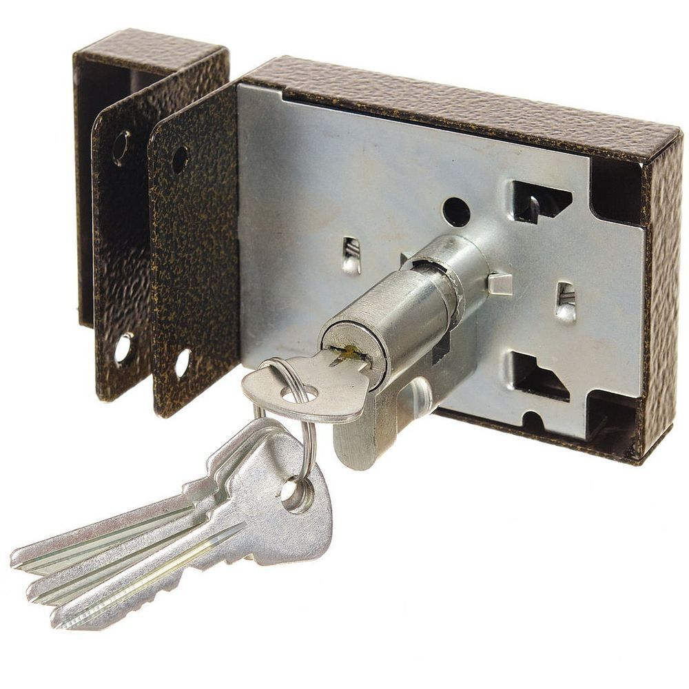 Замок накладной дверной, Омега, 3Н1, 00-00000619, бронза