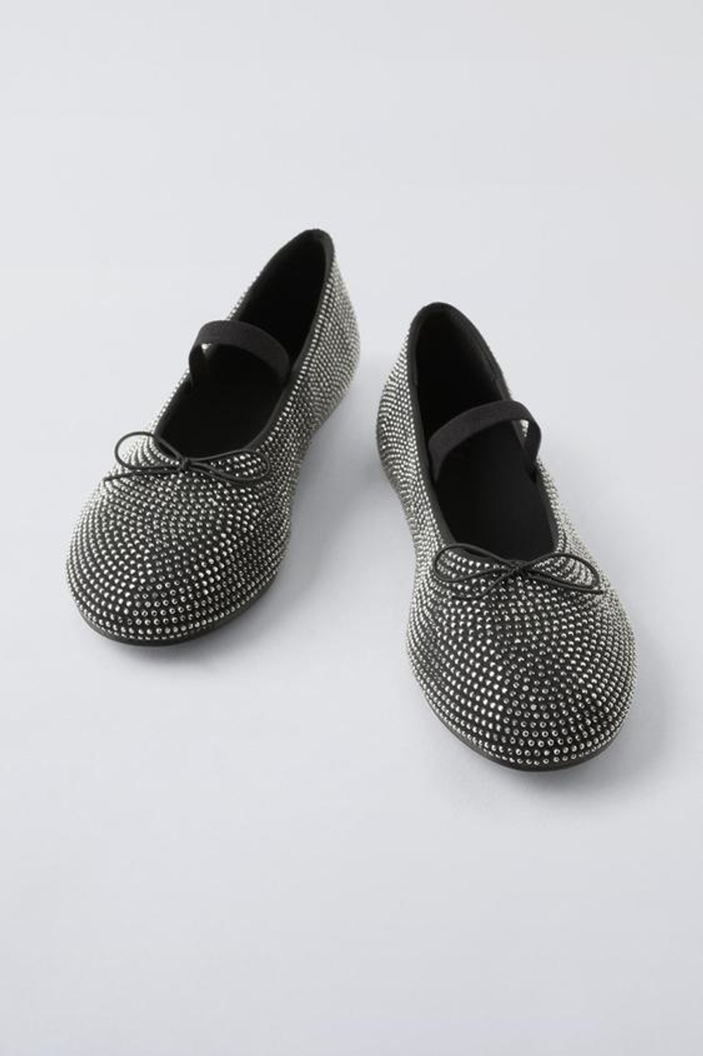 ZARA БАЛЕТКИ СО СТРАЗАМИ, ЧЕРНЫЙ