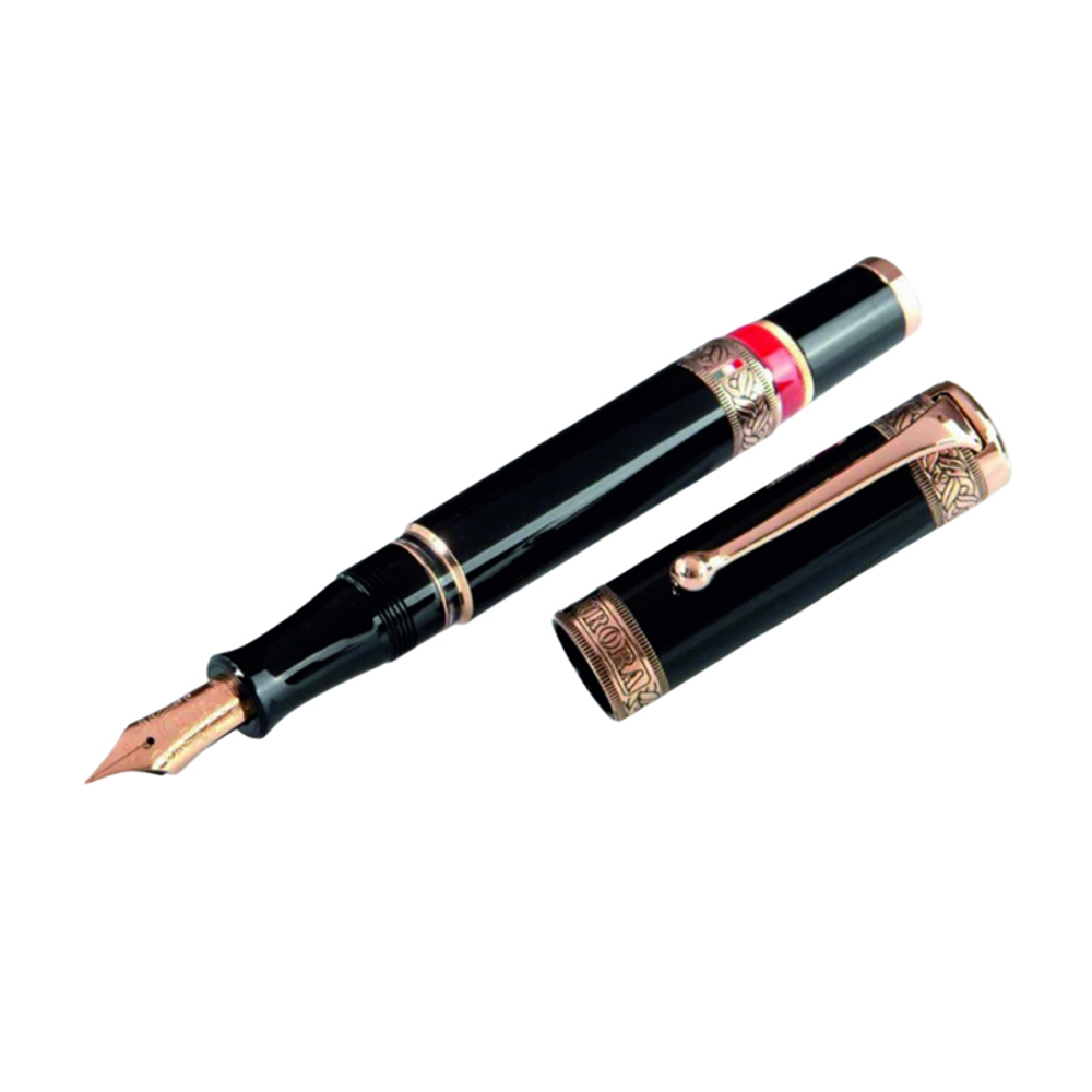 Перьевая ручка Aurora Dante Inferno Black GT, перо - F, в подарочной коробке