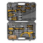 Набор инструментов, 1/2", 1/4", CrV, S2, пластиковый кейс, 100 предметов Denzel