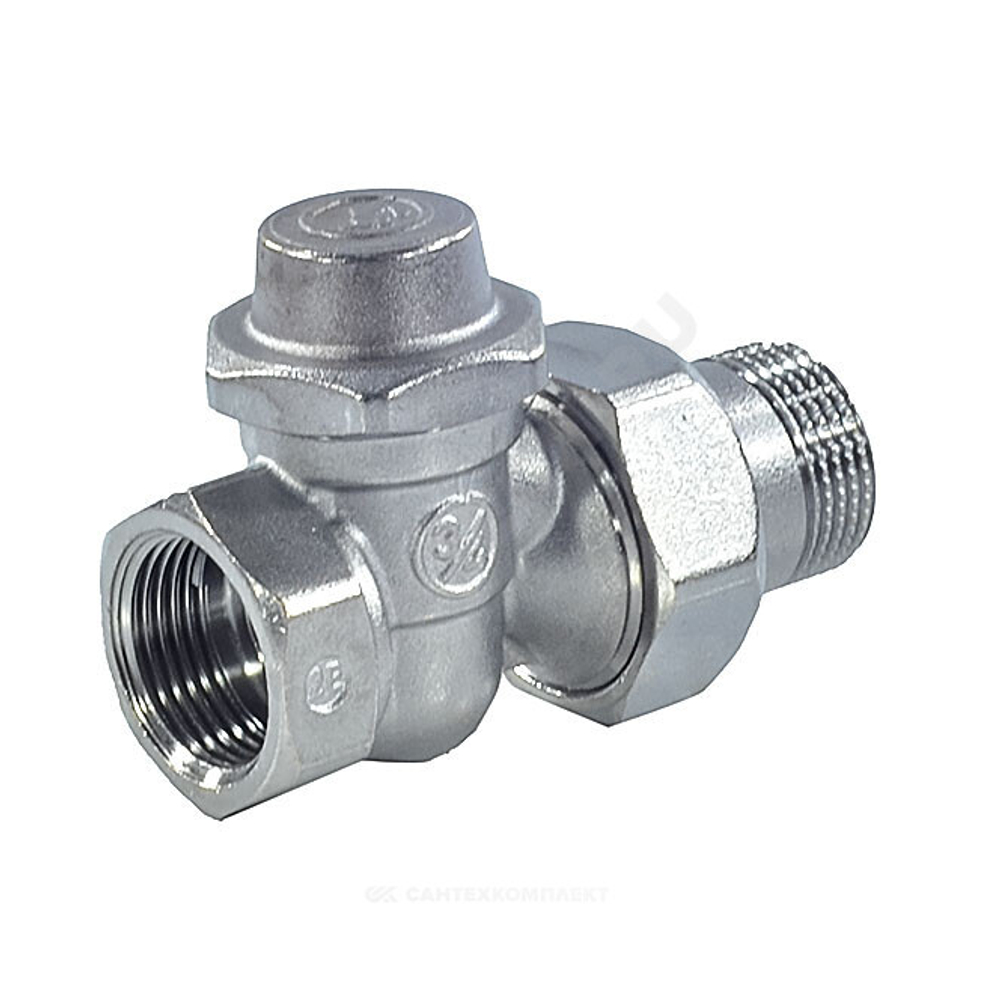 Клапан запорный Ду 20 Ру16 ВР прямой штуцер без уплотнения R715TG Giacomini R715X034